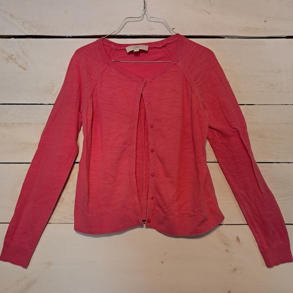 LOFT Sweaters - Loft 100% Cotton Pink Cardigan Size Small Button Up Sweater